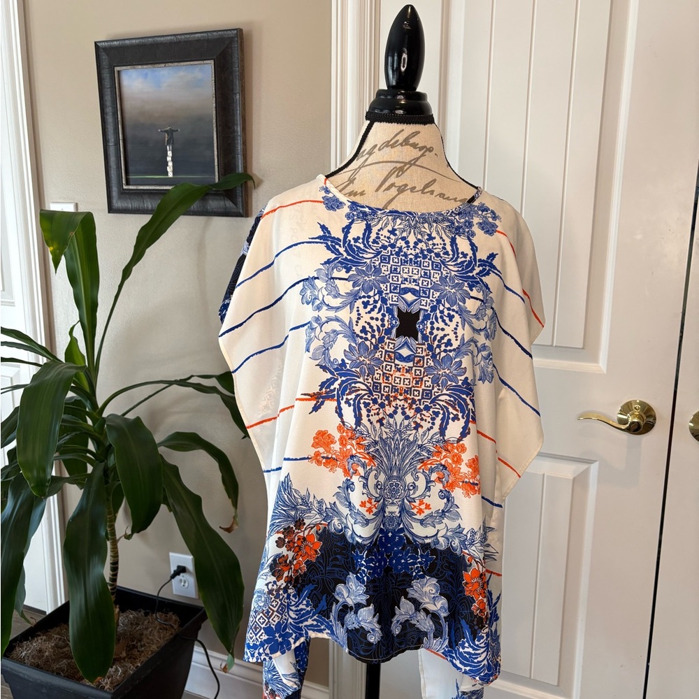 Romeo & Juliet Couture Blue and Orange Blouse